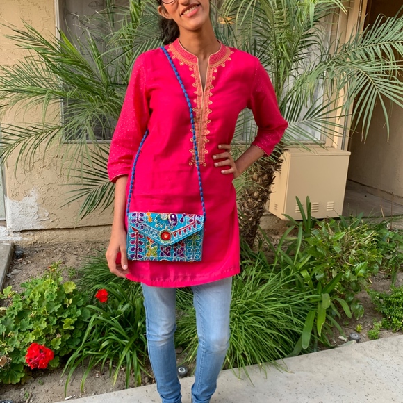 Handmade, Colorful Indian Clutch with Elephant - Picture 6 of 6